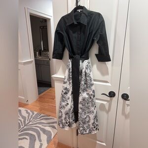 Teri Jon Black and White Long Sleeve Dress